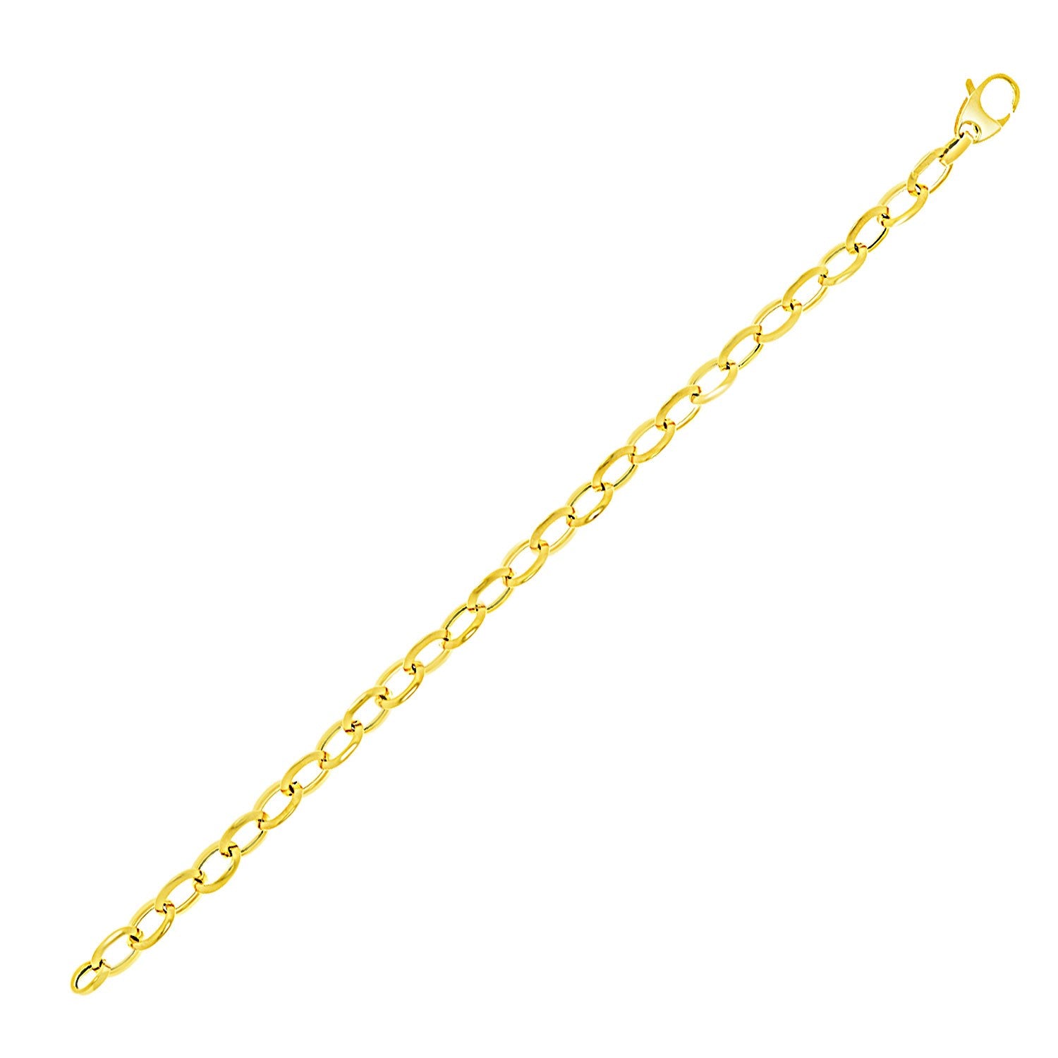 14k Yellow Gold Cable Chain Style Bracelet (6.35 mm) in a sleek high-contrast midnight luxury editorial style